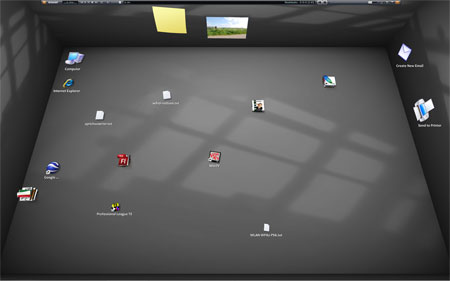 Screenshot meines Desktops mit Bumptop